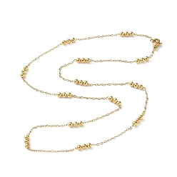 Golden 304 Stainless Steel Round Beaded Link Chain Necklaces for Women, Golden, 19.88 inch(50.5cm)