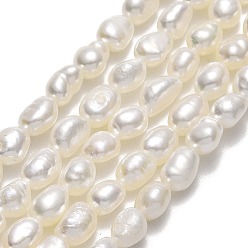 Linen Natural Cultured Freshwater Pearl Beads Strands, Rice, Linen, 5~5.5x4~4.5x4~4.5mm, Hole: 0.6mm, about 82pcs/strand, 14.17''(36cm)