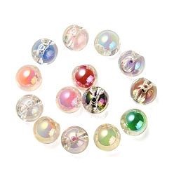 Mixed Color Transparent UV Plating Rainbow Iridescent Acrylic European Beads, Bead in Bead, Large Hole Beads, Round, Mixed Color, 17.5x17.5mm, Hole: 4.5mm