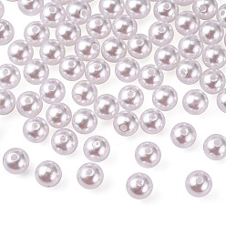 Blanc Perles acryliques en nacre d'imitation , teint, ronde, blanc, 8x7.5mm, trou: 2 mm, environ 1900 pièces / livre