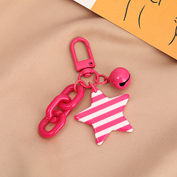Rose pink Colorful Detachable Chain Cute Enamel Bell Bag Charm Keychain Pendant Gift