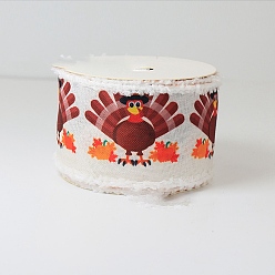 Other Animal 6 Yards Thanksgiving Day Printed Polyester Fuzzy Edge Ribbons, Flat, Other Animal, 2-1/2 inch(64mm)