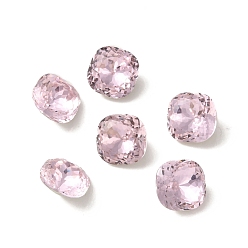 Light Rose K9 Glass Rhinestone Cabochons, Pointed Back & Back Plated, Faceted, Square, Light Rose, 10x10x6mm