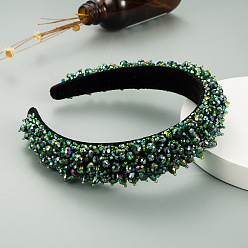 Green Colorful Crystal Beaded Headband for Women, Fashionable and Stylish Hair Accessories