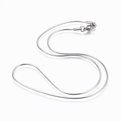 Stainless Steel Color 304 Stainless Steel Snake Chain Necklaces, with 304 Stainless Steel Clasps, Stainless Steel Color, 17.5 inch(44.5cm), 1.2mm