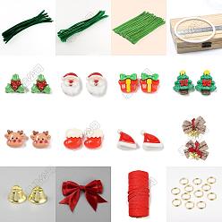 (52) Непрозрачная лаванда Наборы для изготовления рождественских подвесок своими руками, включая ершики для чистки труб, плюшевые палочки своими руками, смола декодирует кабошоны, железный колокол подвески, Перейти латунные, разноцветные, 300x5~6 мм