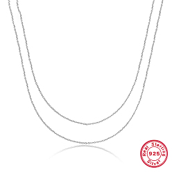 Серебро 925 двухслойные ожерелья из стерлингового серебра., ожерелья, серебряные, 19.69 дюйм (50 см)