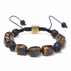 Tiger's Eye Bracelet Handmade Natural Stone Bracelet with Colorful Beads and Tree of Life Charm