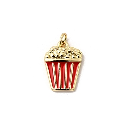 Popcorn Rack Plating Brass Enamel Pendants, Long-Lasting Plated, Lead Free & Cadmium Free, with Jump Ring, Real 18K Gold Plated, Popcorn, 18x13.5x3.5mm, Hole: 3.5mm