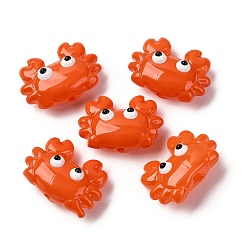 Оранжево-Красный Прозрачные стеклянные эмалевые бусины, краб, оранжево-красный, 15x21x8 мм, отверстие : 1.4 мм