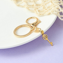 Letter D 304 Stainless Steel Initial Letter Key Charm Keychains, with Alloy Clasp, Golden, Letter D, 8.8cm