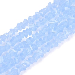 Васильковый Стеклянные бусины, имитация нефрита , треугольные, граненые, васильковый, 2~2.5x3.5~4x3.5~4 мм, отверстие : 0.8~0.9 мм, около 126~132 шт / нитка, 13.78~14.96 дюйм (35~38 см)