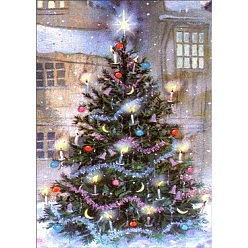 Christmas Tree DIY Christmas Theme Rectangle Diamond Painting Kit, Including Resin Rhinestones Bag, Diamond Sticky Pen, Tray Plate and Glue Clay, Christmas Tree, 400x300mm