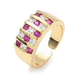 Темно-Розовый Открытые кольца манжеты из латуни с микропаве и кубическим цирконием, без кадмия и без свинца, долговечный, стойки покрытие, реальный 18 k позолоченный, темно-розовыми, 8 мм, размер США 6 (16.5 мм)