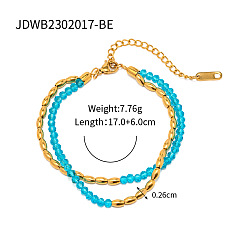 JDWB2302017-BE Stainless Steel Necklace with Ethnic Beads - Elegant, Non-fading, Unique Ethnic Style.