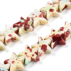 Коричневый С напылением окрашенные синтетические бирюзовые бусинки, окрашенные, звезда, коричневые, 7x7.5~8x3 мм, отверстие : 0.7 мм, около 63~64 шт / нитка, 14.17~14.57'' (36~37 см)