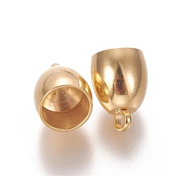 Golden 201 Stainless Steel Cord Ends, End Caps, Barrel, Golden, 12x9mm, Hole: 2mm, Inner Diameter: 7mm