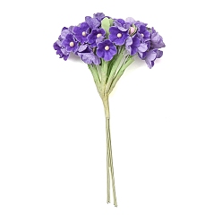 Purple Cloth & Paper & Iron Artificial Mini Flower Bouquet for DIY Crafts, Floral Arrangements, Purple, 55~67x35~40mm
