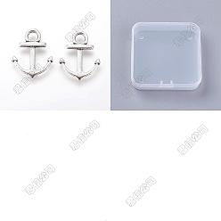 Antique Silver 100Pcs Tibetan Style Alloy Pendants, Anchor Charms, Antique Silver, 19x15x2mm, Hole: 3mm