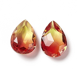 Topaz Faceted K9 Glass Rhinestone Cabochons, Pointed Back, Teardrop, Topaz, 14x10x5.8mm