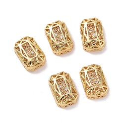 Champagne Gold Eco-friendly Brass Micro Pave Cubic Zirconia Multi-strand Links, Rack Plating, Cadmium Free & Lead Free, Rectangle Octagon, Golden, Champagne Gold, 12x8x5mm, Hole: 1.2mm