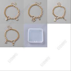 Золотой 4шт. 4 стили браслетов из сплава со стразами, Браслеты из цепочек якорного и якорного плетения для женщин, золотые, 7-3/4~8-1/4 дюйм (19.8~20.8 см), 1 шт / стиль