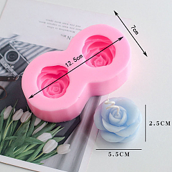 Pink Flower Shape DIY Candle Silicone Molds, Resin Casting Molds, For Scented Candle Making, Pink, 7x12.5cm