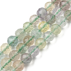 Fluorite Natural Fluorite Beads Strands, Faceted, Round, 4mm, Hole: 0.5mm, about 111pcs/strand, 15.3 inch(39cm)