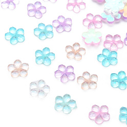 Mixed Color Transparent Resin Cabochons, AB Color Plated, Flower, Mixed Color, 6x6x1.5mm