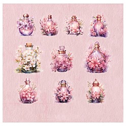 Pearl Pink 20Pcs Bottle Tales Series Retro Story PET Waterproof Sticker Pack, Journal Material Decorative Collage Background, Pearl Pink, 45~65x40~56mm