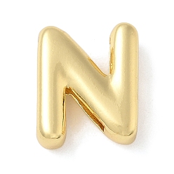 Letter N Медные подвески-слайдеры, стойки покрытие, без свинца и без кадмия, долговечный, реальный 18 k позолоченный, Письмо N, 14.5x11.5x4.5 мм, отверстие : 10.5x2 мм