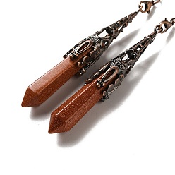 Камень с Пылевым Золотом Маятник для биолокации из синтетического золота большие подвески, с латунной фурнитурой , пуля, 260~270 мм, отверстие : 1.5 мм