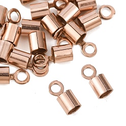 Розовое Золото Ионное напыление (IP) 304 обжимные концы шнура из нержавеющей стали, заглушки для шнуров колонн, зажимы, трубки для изготовления ювелирных изделий, розовое золото , 7.4x3.3 мм, отверстие : 1.7 мм, внутренний диаметр: 2.5 мм
