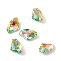 Light Chrysolite AB Glass Rhinestone Cabochons, Pointed Back & Back Plated, Triangle, Light Chrysolite AB, 9x14x4mm