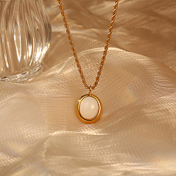 Real 18K Gold Plated Stainless Steel Pendant Necklaces, Oval, Real 18K Gold Plated, No Size