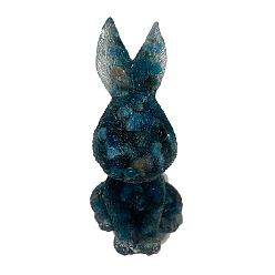 Apatite Resin Rabbit Display Decoration, with Natural Apatite Chips Inside for Home Office Desk Decoration, 45x50x95mm