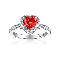 Red 925 Sterling Silver Micro Pave Cubic Zirconia Plain Band Rings, Real Platinum Plated, Flat Round, Red, Inner Diameter: 17mm