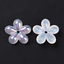 Colorful Transparent Acrylic Beads, AB Color Plated, Flower, Colorful, 13x14x3mm, Hole: 1.4mm
