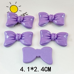 Medium Purple Opaque Resin Decoden Cabochons, Bowknot, Medium Purple, 24x41mm
