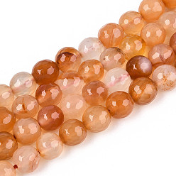 Red Agate Натуральный красный агат бисер нитей, граненые круглые, 8 мм, отверстие : 1 мм, около 46~48 шт / нитка, 14.37~14.96'' (36.5~38 см)