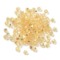 Goldenrod Transparent Glass Beads, Faceted, Bicone, Goldenrod, 3.5x3.5x3mm, Hole: 0.8mm, 720pcs/bag. 