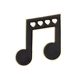 Black Music Not Enamel Pin, Golden Alloy Badge for Backpack Clothes, Black, 25x24mm