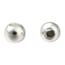Серебро Латунные круглые распорки, серебряный цвет гальваническим, 4 мм, отверстие : 1.5 мм
