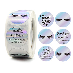 Eye Paper Self-Adhesive Thank You Sticker Rolls, Round Dot Laser Gift Decals for Party Decorative Presents, Eye, 25mm, 500pcs/roll