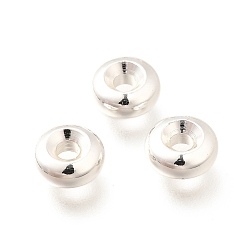 Серебро Латунные бусины, долговечный, без кадмия и без свинца, плоско-круглые, серебряные, 7.5x3.5 мм, отверстие : 2.5 мм