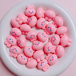 Hot Pink Plastic Beads, Rabbit, Hot Pink, 20mm, Hole: 2mm