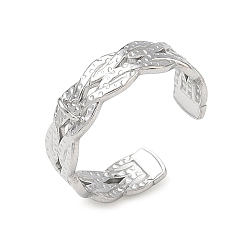 Stainless Steel Color Braided 304 Stainless Steel Finger Rings Components, with Loop, Tarnish Free, Stainless Steel Color, 6mm, Hole: 1.8mm, 19mm