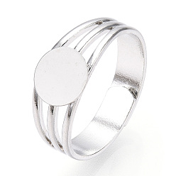 Платина Компоненты регулируется латунные кольца, основная фурнитура для колльца, фурнитура для плоско-круглых кабошонов , платина, лоток : 8 мм, 18 мм