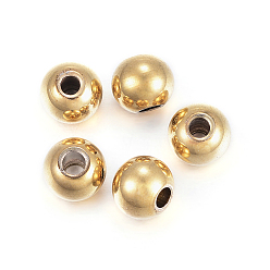 Golden Barrel Ion Plating(IP) 304 Stainless Steel Beads, Golden, 3x2mm, Hole: 1mm