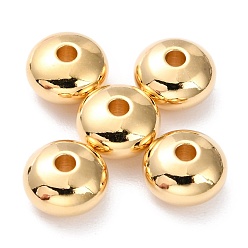 Real 24K Gold Plated Brass Beads, Long-Lasting Plated, Rondelle, Real 24K Gold Plated, 7x4mm, Hole: 1.6mm
